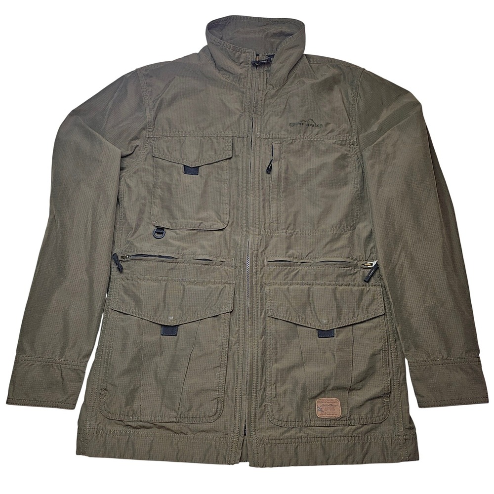 Eddie Bauer Women's Utility Jacket Ripstop Full Zip Up Military Olive Green